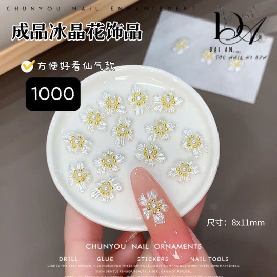 Sét Hoa ngọc trai 10 cái trang trí móng.