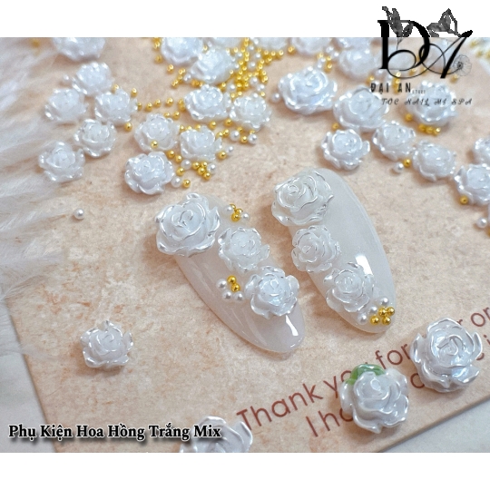 hoa hồng trắng mix